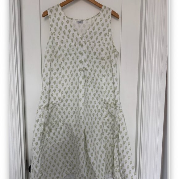 Tulip Brand Cotton XL 100% Summer Dress Green India Print Lightweight Sleeveless - Picture 2 of 6